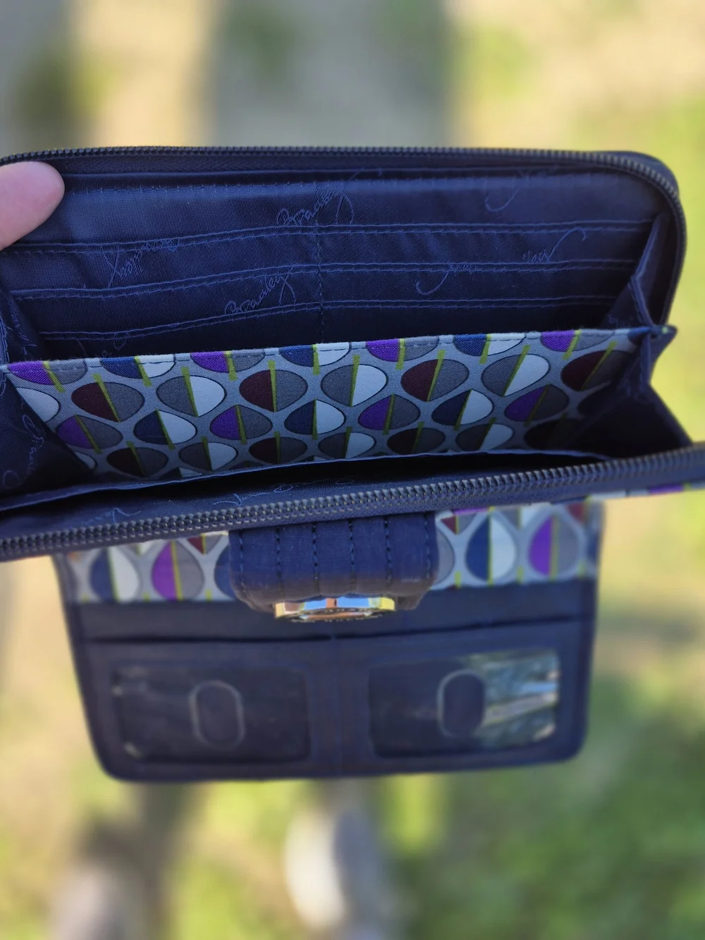 Vera Bradley Quilted Navy Turn-Lock Wallet - Picture 4 of 5
